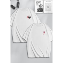 Unisex Kadın Erkek Mr And Mrs Scream Çığlık Baskılı Sevgili Çift Kombini Oversize Tshirt 2'li Beyaz1 Mck0088 Beyaz
