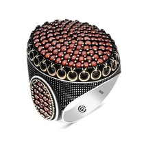 Gümüş Kırmızı Zirkon Taşlı Oval Erkek Yüzük T6337 Gümüş Gümüş Kırmızı Zirkon Taşlı Oval Erkek Yüzük T6337 Gümüş
