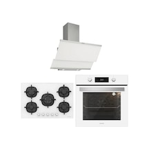 Silverline BO6504W01 - CS5364W01 - 3420 Classy 60 Beyaz Cam Ankastre Set