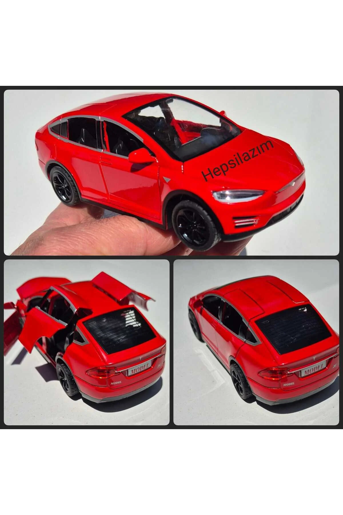 Oyuncak Tesla Araba Die Cast Model X Metal Koleksiyon 14 Cm Araç Sesli Çek Bırak Demir Araba Kırmızı