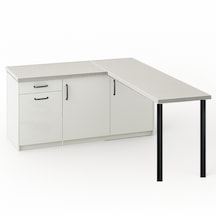 May Mutfak Adası-l Mutfak Adası-1 Çekmeceli 3 Kapaklı-çok Amaçlı Dolap-alt Modül-kiler - 150 Cm Beyaz