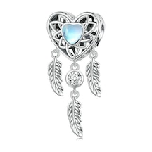 Bsc749 Ayar Gümüş S925 Kalp Zirkon Dreamcatcher Bilezik Boncuk Çok Renkli