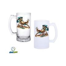 İguana Kulplu Bira Bardağı Buzlu Veya Şeffaf Seçenekli 0299