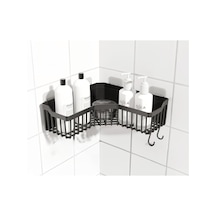 Banyor Köşe Yapışkanlı Banyo Rafı, Köşe Banyo Düzenleyici, Duş Rafı Organizer Şampuanlık, Plastik Siyah Çok Renkli