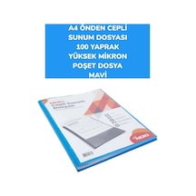 A4 Önden Cepli Sunum Dosyası 100 Yaprak Yüksek Mikron Poşet Dosya Noki Mavi