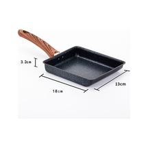 Youtek Mutfakta Çok Amaçlı Kullım: Dayanıklı Demir 13x18cm Japon Stili Yuvarlak Tahta Saplı, Yağsız Pişirme, İyi Isı Dağıtımı Yumurta Ve Yemek Tava Diğer