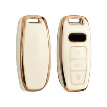 Gma Keys Lüx Audi A3 2021-2022 A6l A7 A8 Q8 E Tron C8 D5 Nano Anahtar Kılıfı Siyah Gold Altın Renk