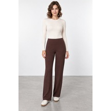 Bihan Store Kadın Kemersiz Viskon Çelik Pantolon W27-1020 - Bitter