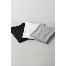 Kiagu Kız Erkek Çocuk Basic Tişört 3'lü Set Pamuklu Kısa Kollu Çocuk Tişört 2-13 Yaş T-shirt 3'lü Set10