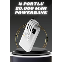 Nrzsnt Powerbank Şarj Cihazı 4 Çıkışlı 20.000 Mah Powerbank Kompakt Yüksek Kapasiteli Hızlı Şarj siyah