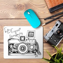 Fotoğraf Makinesi Kara Kalem Baskılı Mouse Pad