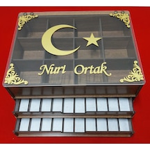3 Katlı Kırılmaz Cam Kapaklı Tesbih Saat Ve Takı Dolabı