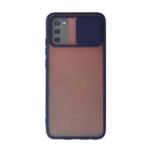 Samsung Galaxy Uyumlu, A02s Kılıf Palm Buzlu Kamera Sürgülü Silikon - Lacivert