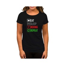 Boxing Repeat Siyah Kadın Tişört Siyah