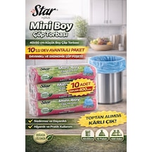 Star Plus Mini Boy Çöp Torbası 40'lı 10 Paket 40x50 Cm Dayanıklı Sızdırmaz Küçük Boy Çöp Poşeti