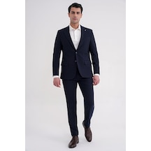 Efor Slim Fit Çift Yırtmaç Gofre Kumaş Esnek Lacivert Spor Takım Elbise Tk 940 Lacivert