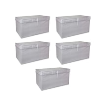 Çok Amaçlı Düzenleyici Kutu Organizer Cırt Cırtlı Hurç Mega Plus Boy 40cm X 30cm X 70cm 5 Adet Açık Gri