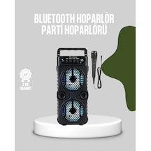 Bluetooth Bağlantılı Led Işıklı Taşınabilir Hoparlör - 1200 Mah Şarjlı Fm Radyolu Renkli