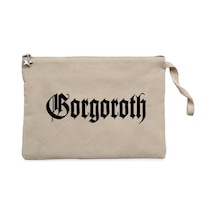 Gorgoroth Text Logo Krem Clutch Astarlı Cüzdan / El Çantası