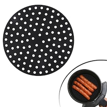 Siyah Isıya Dayanıklı Yıkanılabilir Silikon Fırın Ve Airfryer Yuvarlak Model Pişirme Matı 23 Cm 526