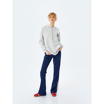 Koton Kanguru Cepli Kapüşonlu Arkası Baskılı Oversize Sweatshirt Kar Melanj 5sal10510ık Gri Melanj