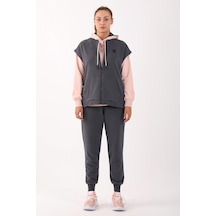 Maraton Sportswear Comfort Kadın Hakim Yaka Uzun Kol Basic Antrasit Eşofman Takımı 21912-antrasit Antrasit