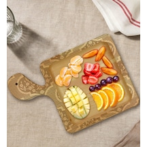 Bk Gift Retro Motif Tasarımlı Kare Şeklinde Doğal Ahşap Servis Ve Sunum Tabağı Model 14