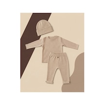 Minory Baby - 3 Parça Alt Üst Bebek Takımı Bej Bej