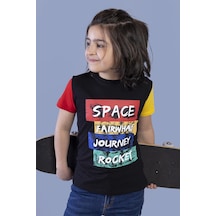 Toontoy Kids Toontoy Erkek Çocuk Kolları Garni Detaylı Baskılı Tişört Kırmızı