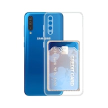 Kvy Samsung Galaxy Uyumlu A50 Kamera Korumalı Kartlıklı Setra Şeffaf Silikon Kılıf