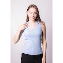 Kadın Likralı Esnek Triko V Yaka Kaşkorse Body Bluz-mavi Mavi Kadın Likralı Esnek Triko V Yaka Kaşkorse Body Bluz-mavi Mavi