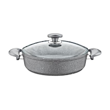 Oms Granit 32X8 CM Pilav Tencere Cam Kapaklı 3310