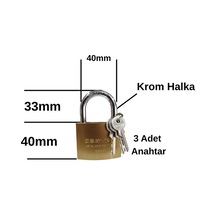 Asma Kilit Paslanmaz Çelik Kilit 50mm 3 Anahtarlı