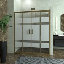 Tekno Duş Bronze Castor 6mm Kumlamalı Cam 2 Sabit 2 Sürgü İki Duvar Arası Duşakabin Yarı Beyaz