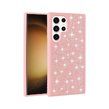 Galaxy Uyumlu S25 Ultra Kılıf Simli Pırlanta Taşlı Kamera Yükseltili Silikon Pazarplus Pembe