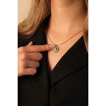 Çildan Womens Doğal Taşlı Gold Kolye