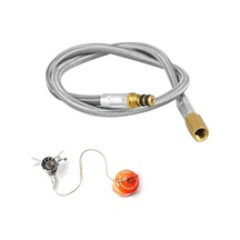 Pazly Kamp Ocağı Uzatma Hortumu - 44cm Kauçuk Çelik Tel, Pratik Uzatma Tüpü Gümüş