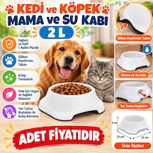 Silikon Kaydırmaz Taban Plastik Kedi Ve Köpek Mama Ve Su Kabı 2 L Adet Fiyatıdır