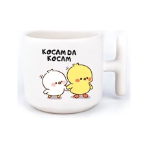 Kocamda Kocam Baskılı El Yapımı Beyaz T Kulp Kupa Bardak Beyaz