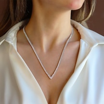 V Su Yolu 3mm Gümüş Kolye Gümüş