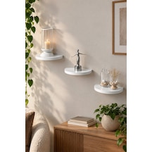 Sulorahome 3'lu Oval Duvar Rafı Beyaz 115 Cm