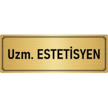 Metal Yönlendirme Levhası, Departman Kapı İsimliği Uzm. Estetisyen 7x20 cm Altın Renk