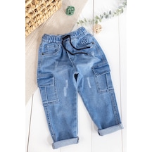 Babymod Kargo Cepli Denim Kumaş Beli Lastikli Erkek Çocuk Kot Pantolon 001