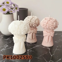 Pk1002580 - Silikon Kalıp Mum Kalıbı Fiyonklu Gül Buketi