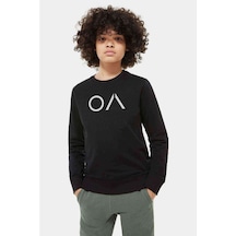Tshirthane The Oa Logo Baskılı Unisex Çocuk Siyah Sweatshirt Siyah