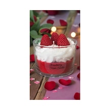 Kremalı Çilekli Vanilya Kokulu Strawberry Cream Candle Soya Mum Kırmızı
