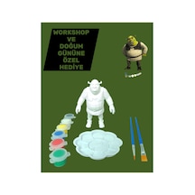 3d Shrek Figür Boyama Seti - Kendin Boya Hobi Ve Etkinlik Seti - Akrilik Boya + 2 Fırça