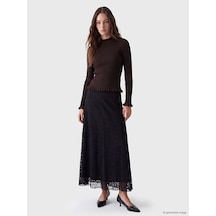 Lcw Modest Siyah Beli Lastikli Dantelli A Kesim Etek