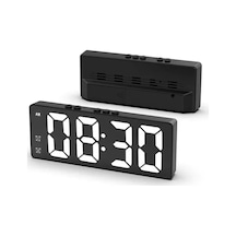 Led Çalar Saat Elektronik Öğrenci Dijital Saat Ses Kontrolü Çift Erteleme Black