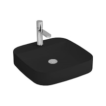 Newarc Loft Tezgah Üstü Batarya Delikli Lavabo Mat Siyah 50x50x12cm 515050bt-mb
